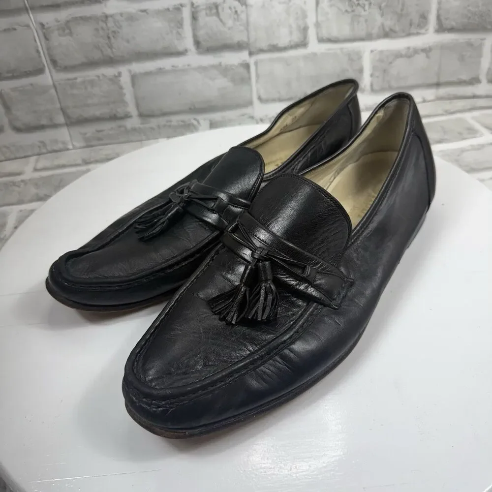 Bally Vintage Men’s Size 13 D Black Leather Tassels Loafers Shoes